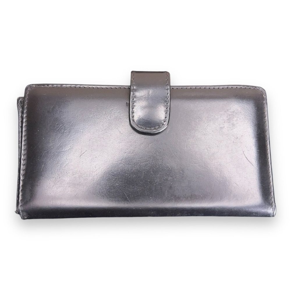 VINTAGE BLACK LEATHER WALLET CLASSIC COMPARTMENTS FOLDING